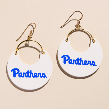 White University of Pittsburgh Panthers Script Nina Leather Hoop Earrings