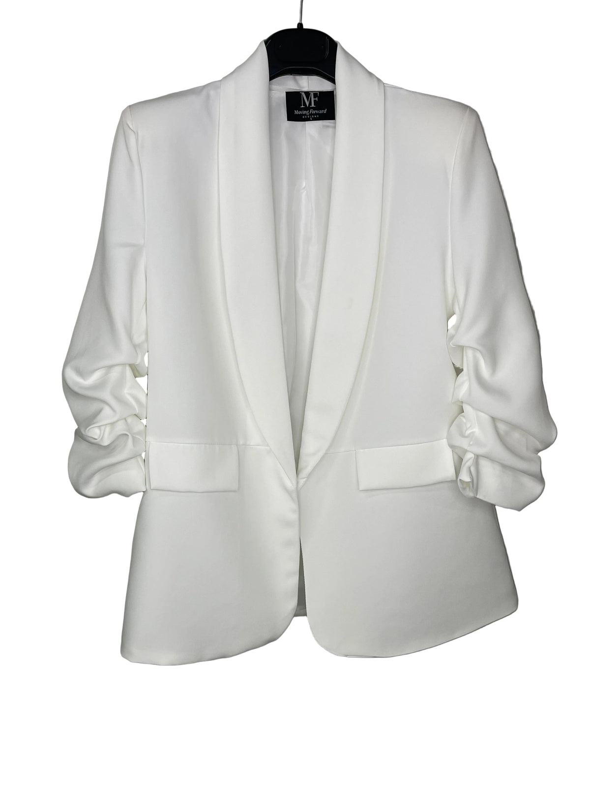 University of Georgia Bulldog White Ruched Sleeve Blazer