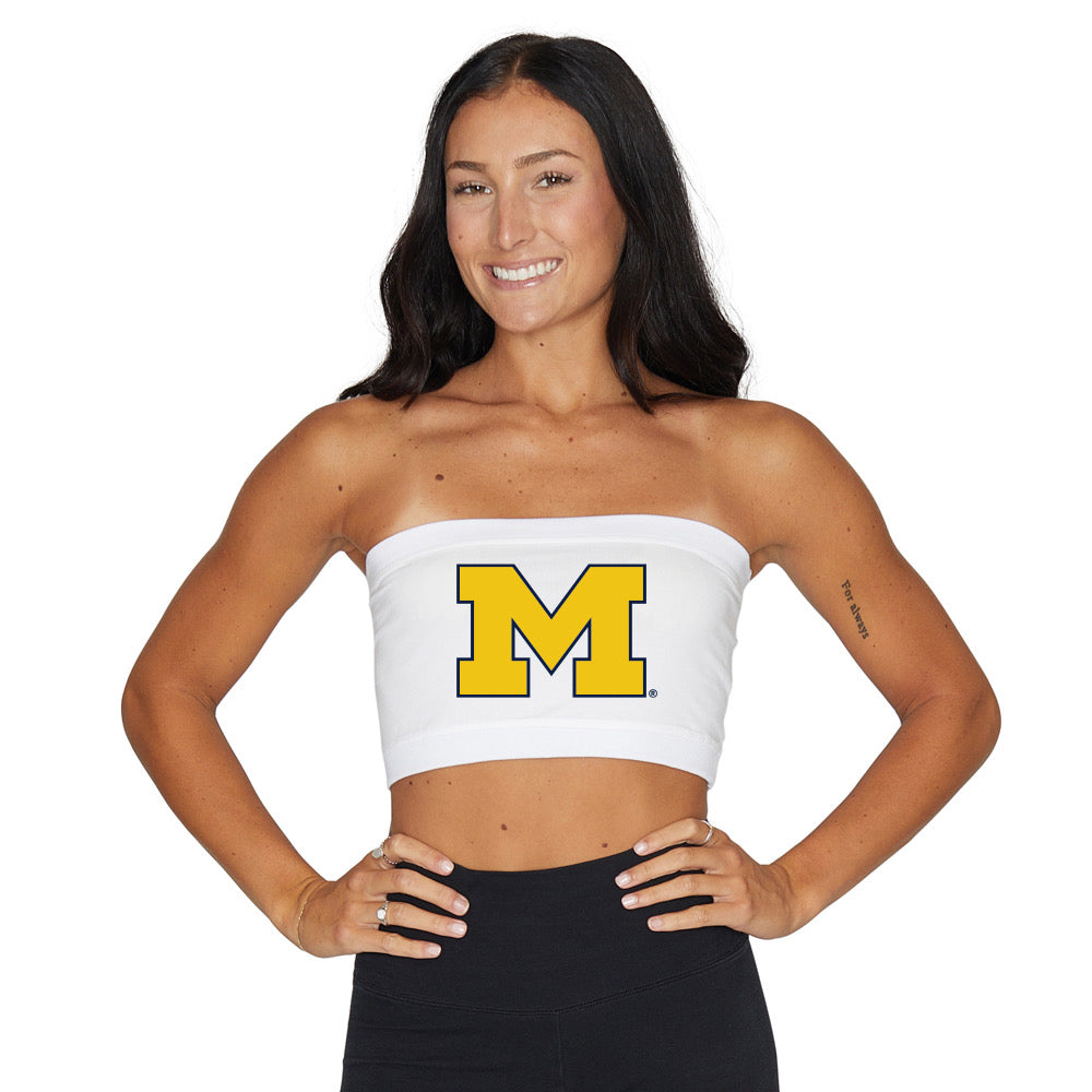 University of Michigan White Bandeau Top