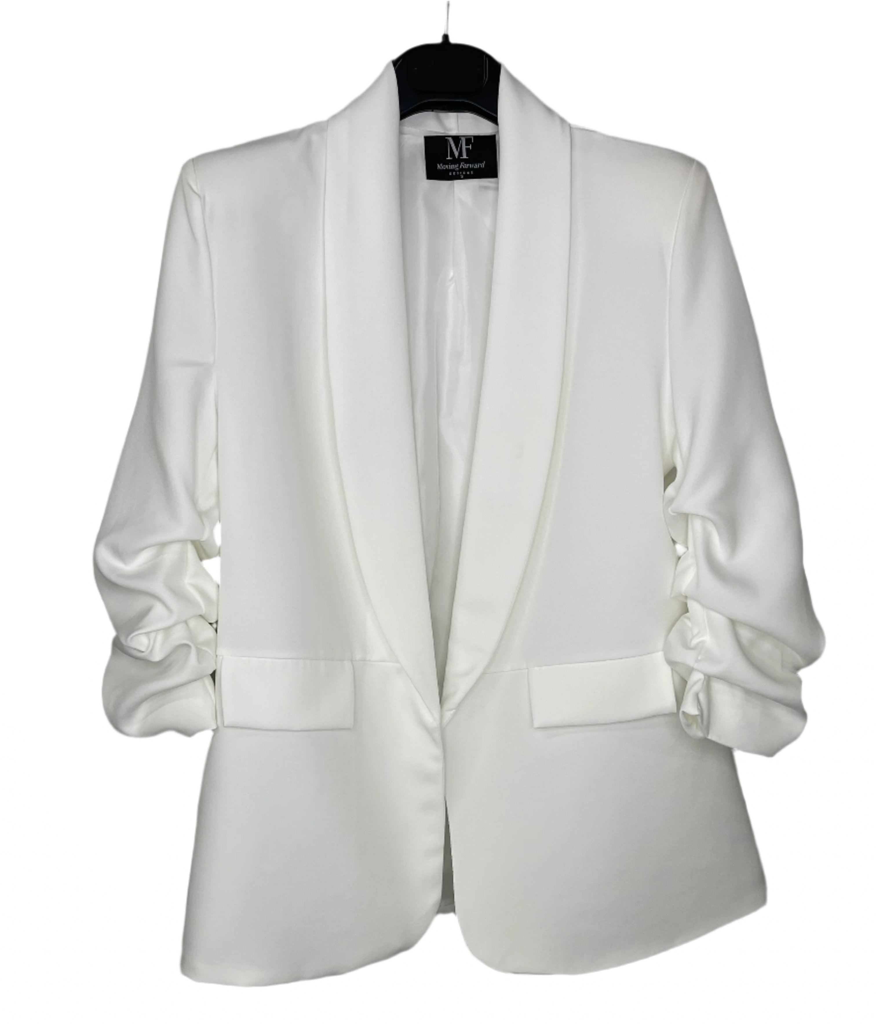 Auburn University Navy AU Tigers White Ruched Sleeve Blazer