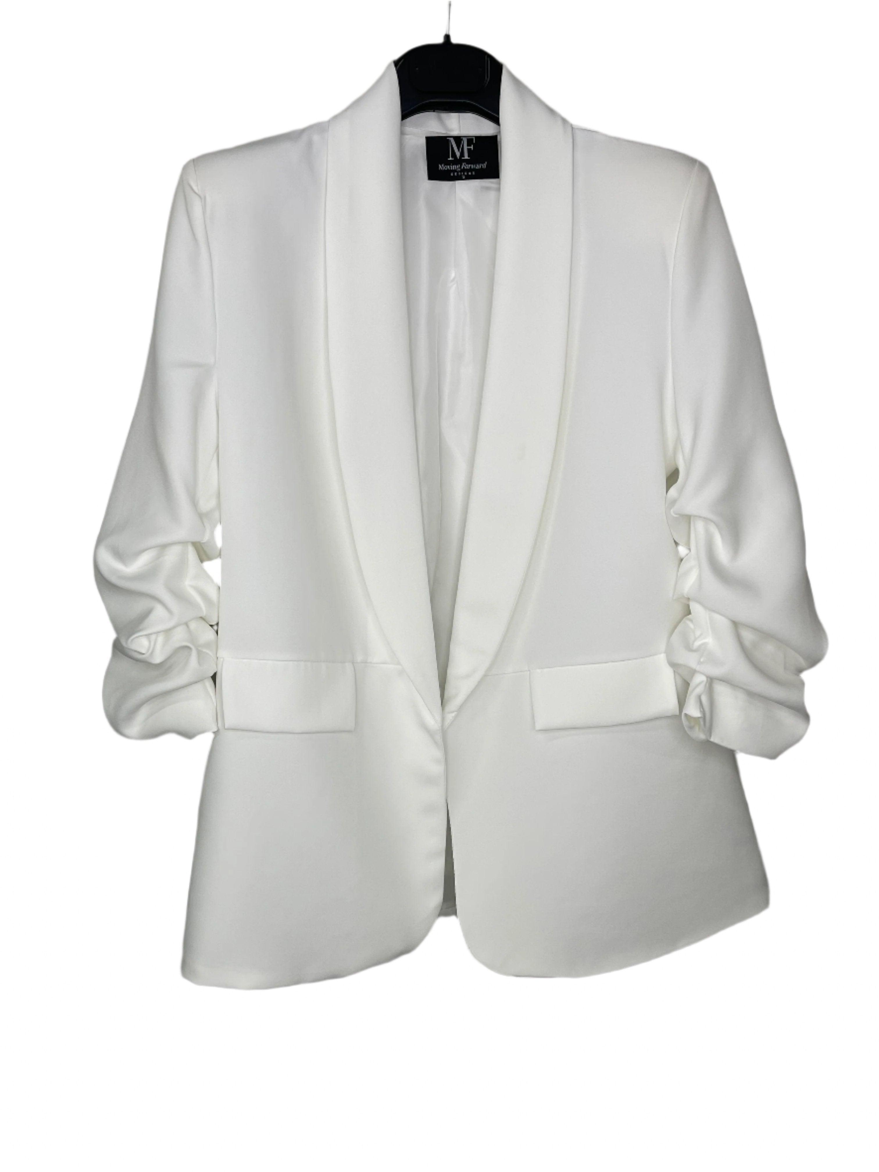 East Tennessee State ETSU Buccaneers White Ruched Sleeve Blazer