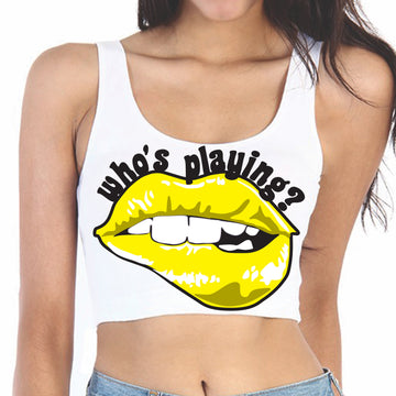 Who's Playing? Lips Crop Tank Top