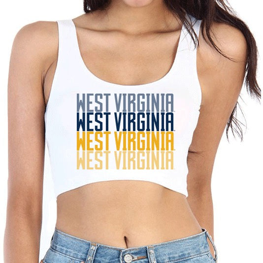 West Virginia Mountaineers White Crop Tank Top