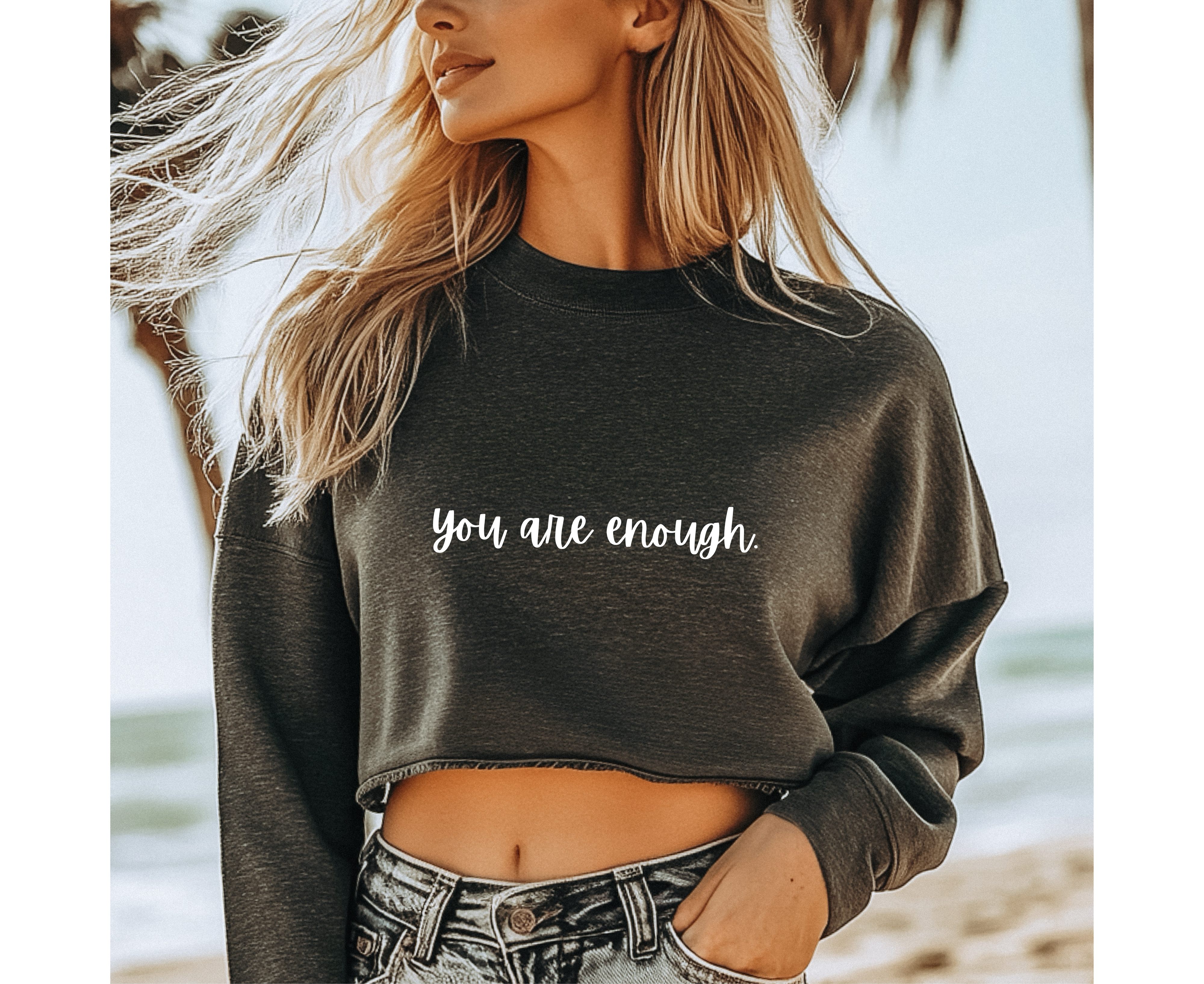 you are enough. Cropped Fleece Crewneck