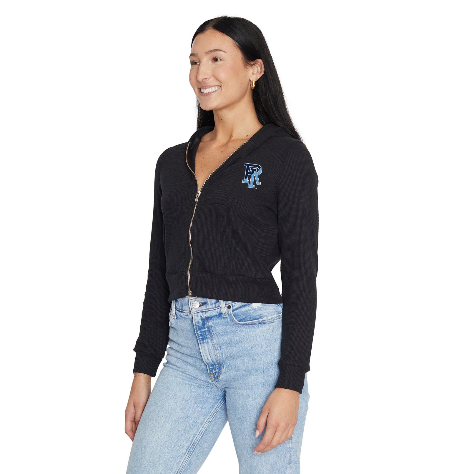 Rhode Island Rams Waffle Knit Zip Up Hoodie