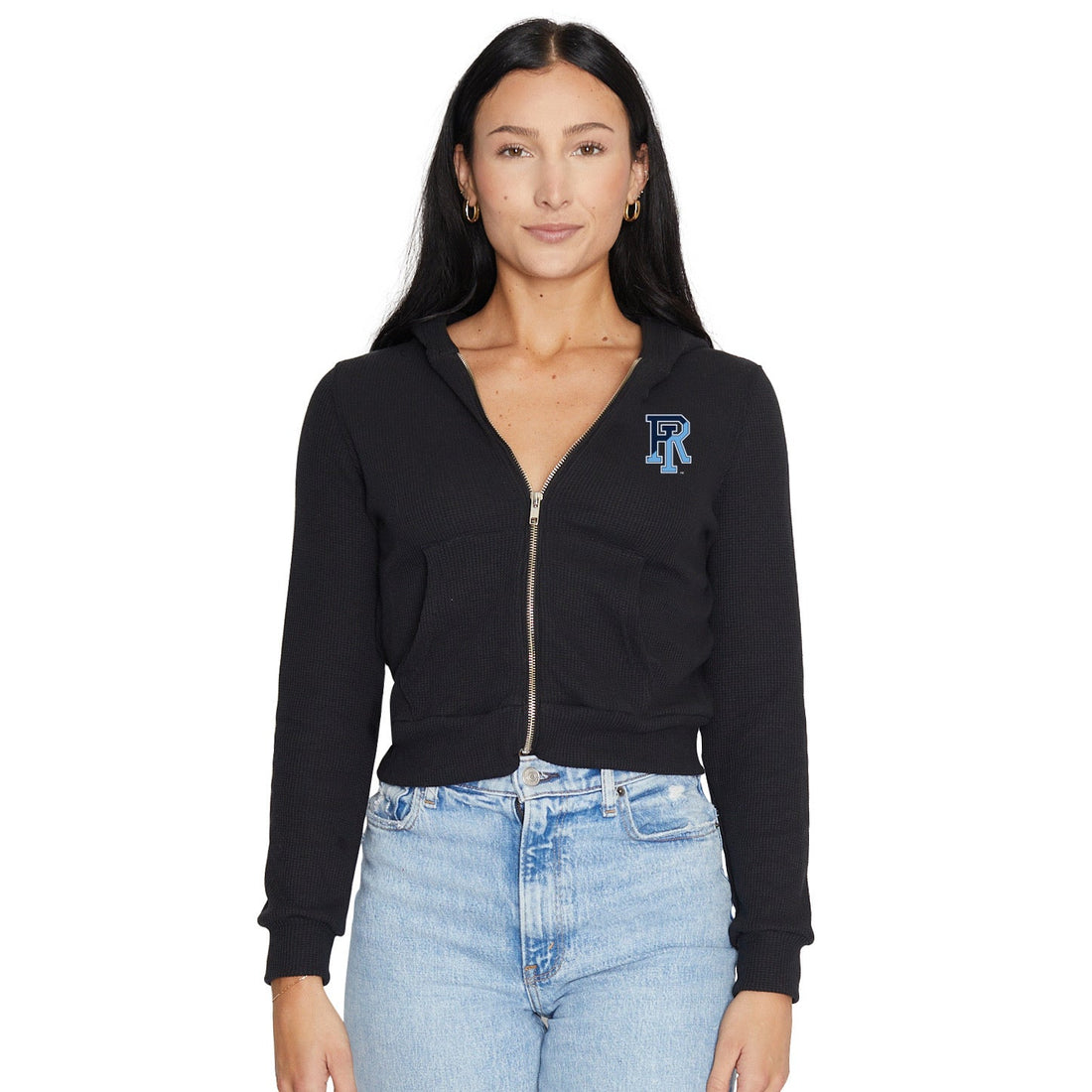 Rhode Island Rams Waffle Knit Zip Up Hoodie